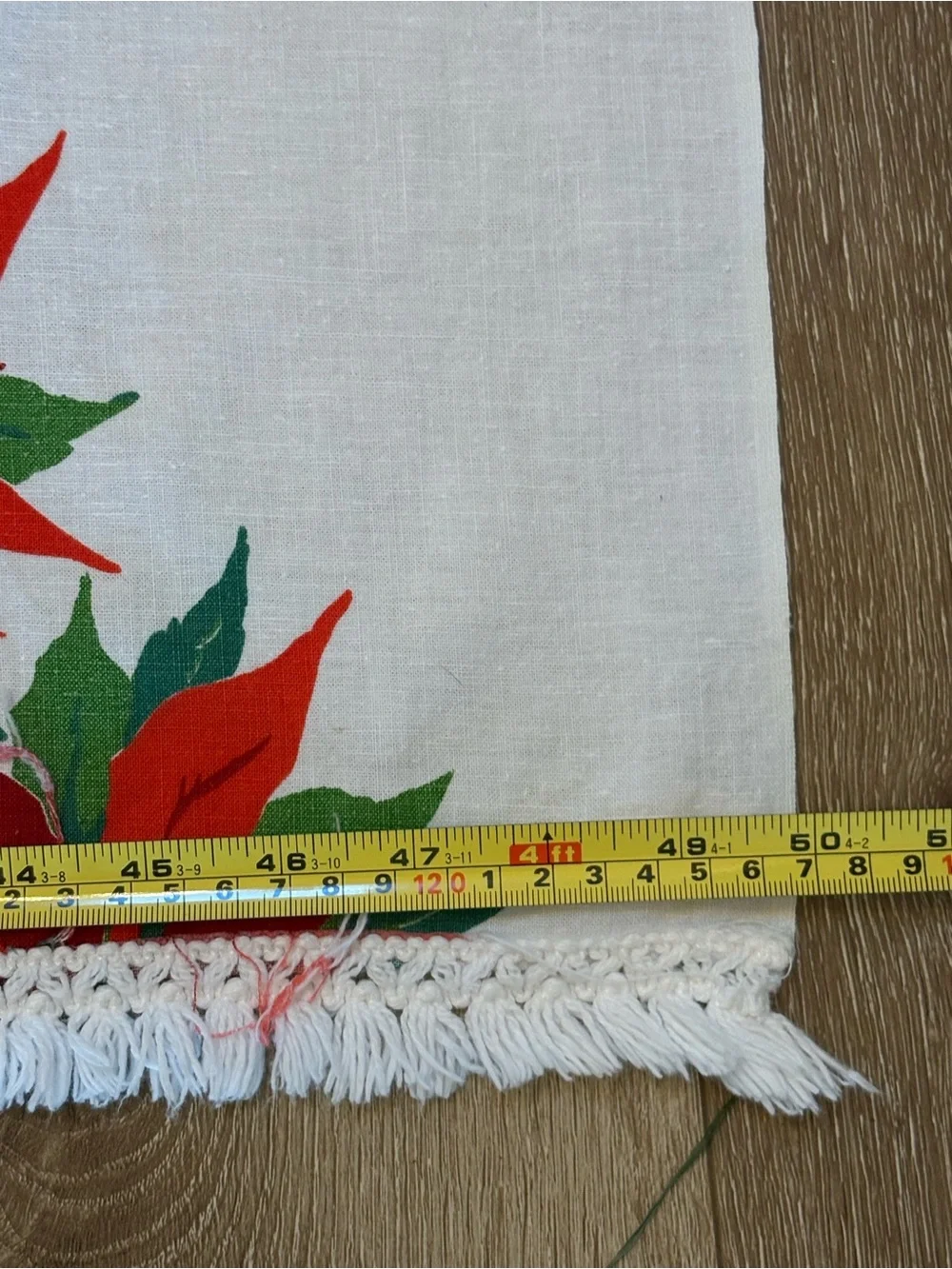 Vintage Red and Green Poinsettia Tablecloth